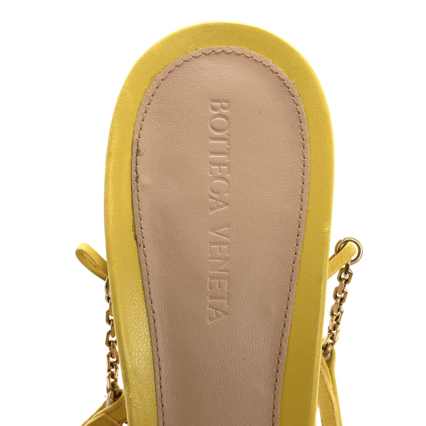 Lambskin Stretch Chain Strap 90mm Sandals 41 Buttercup