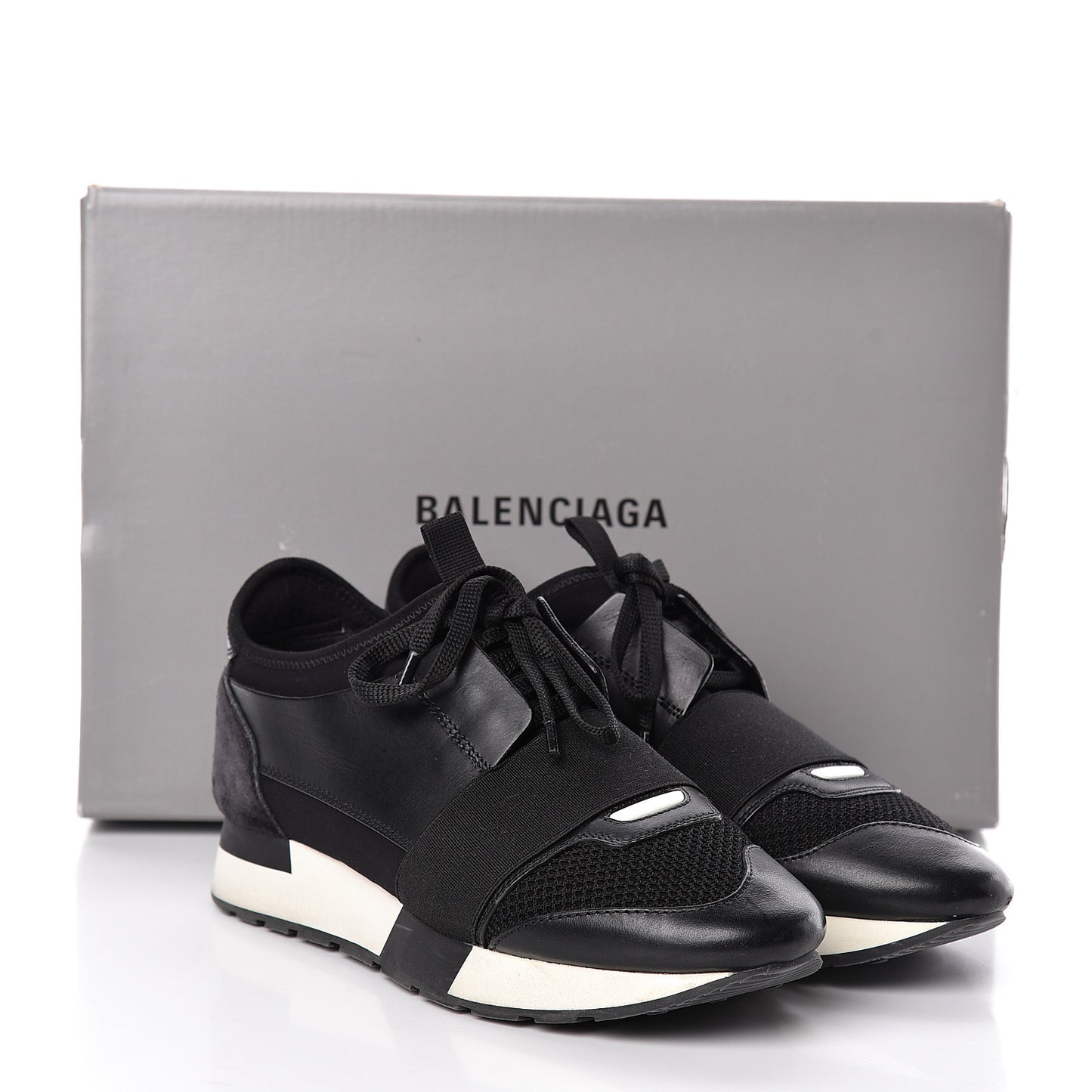 Mesh Calfskin Neoprene Suede Womens Race Runner Sneakers 37 Black