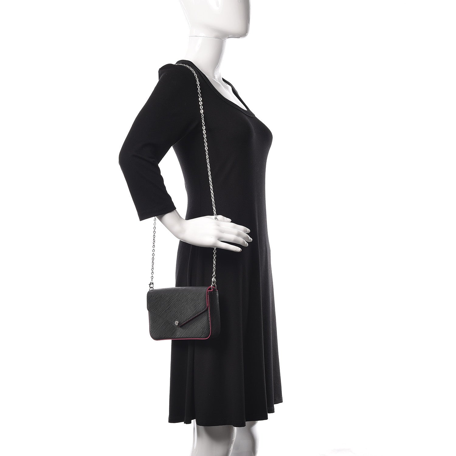 Louis Vuitton Epi Pochette Felicie Black Hot Pink 2 of 11