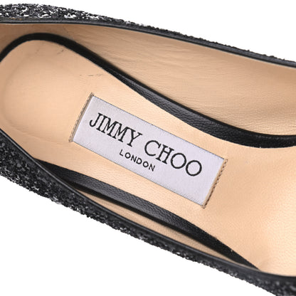 Jimmy Choo Coarse Glitter Pointy Toe Romy 85 Pumps 37 Black 6 of 18