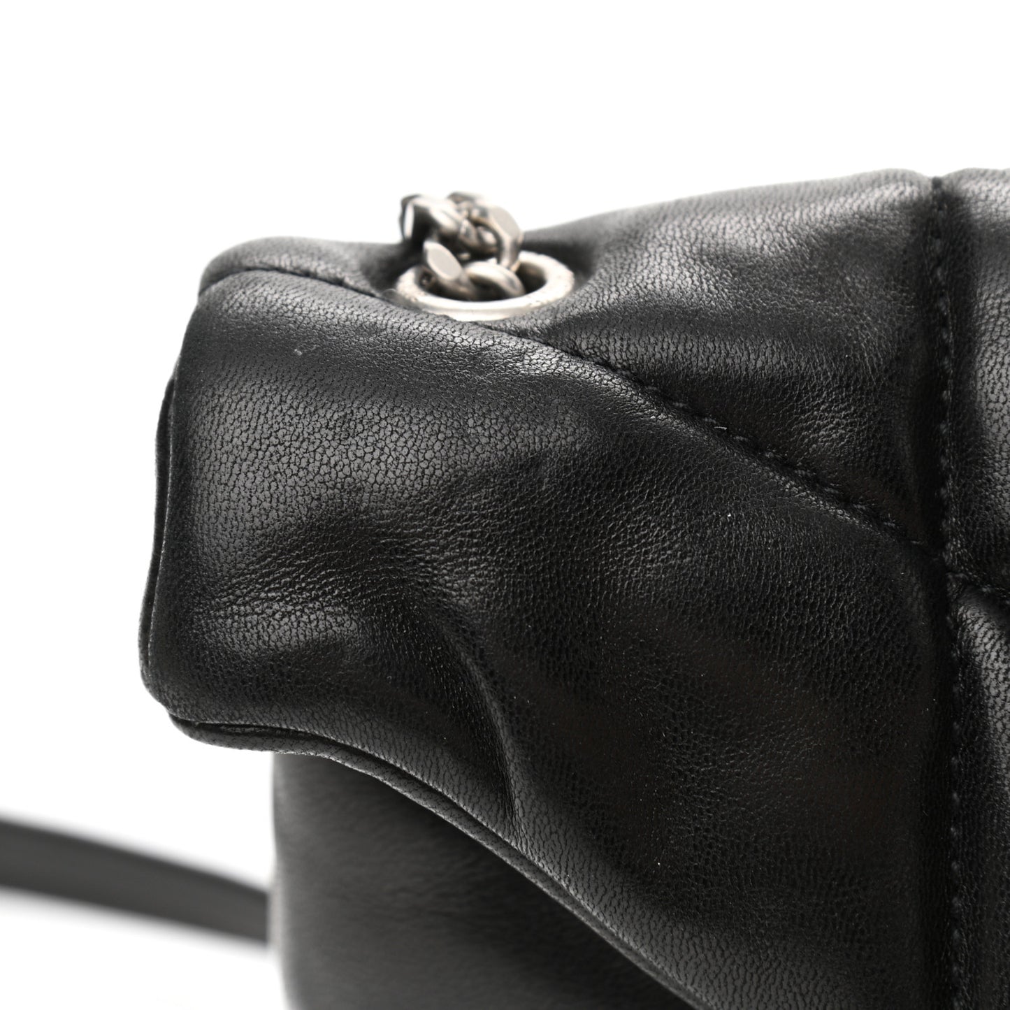 Lambskin Quilted Toy Loulou Puffer Monogram Chain Satchel Black