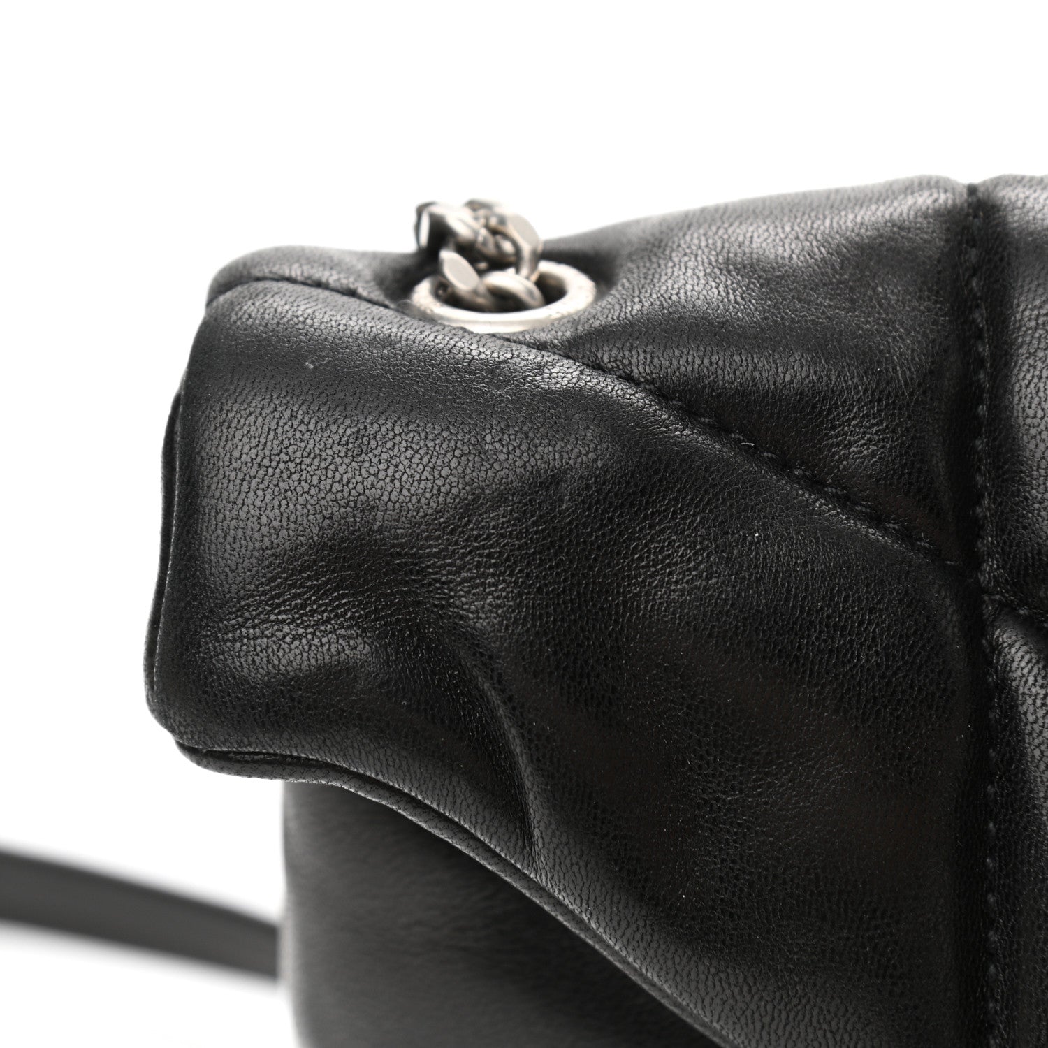 Saint Laurent Lambskin Quilted Toy Loulou Puffer Monogram Chain Satchel Black 13 of 16