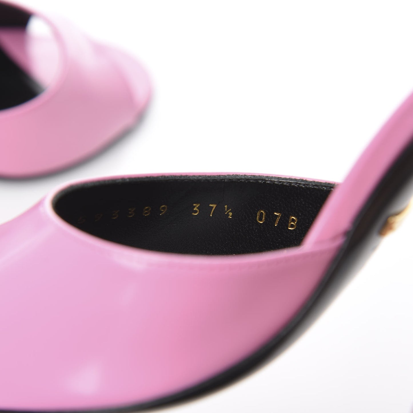Polished Calfskin Scarlet Mid Heel Slide Sandals 37.5 Pink Plexi
