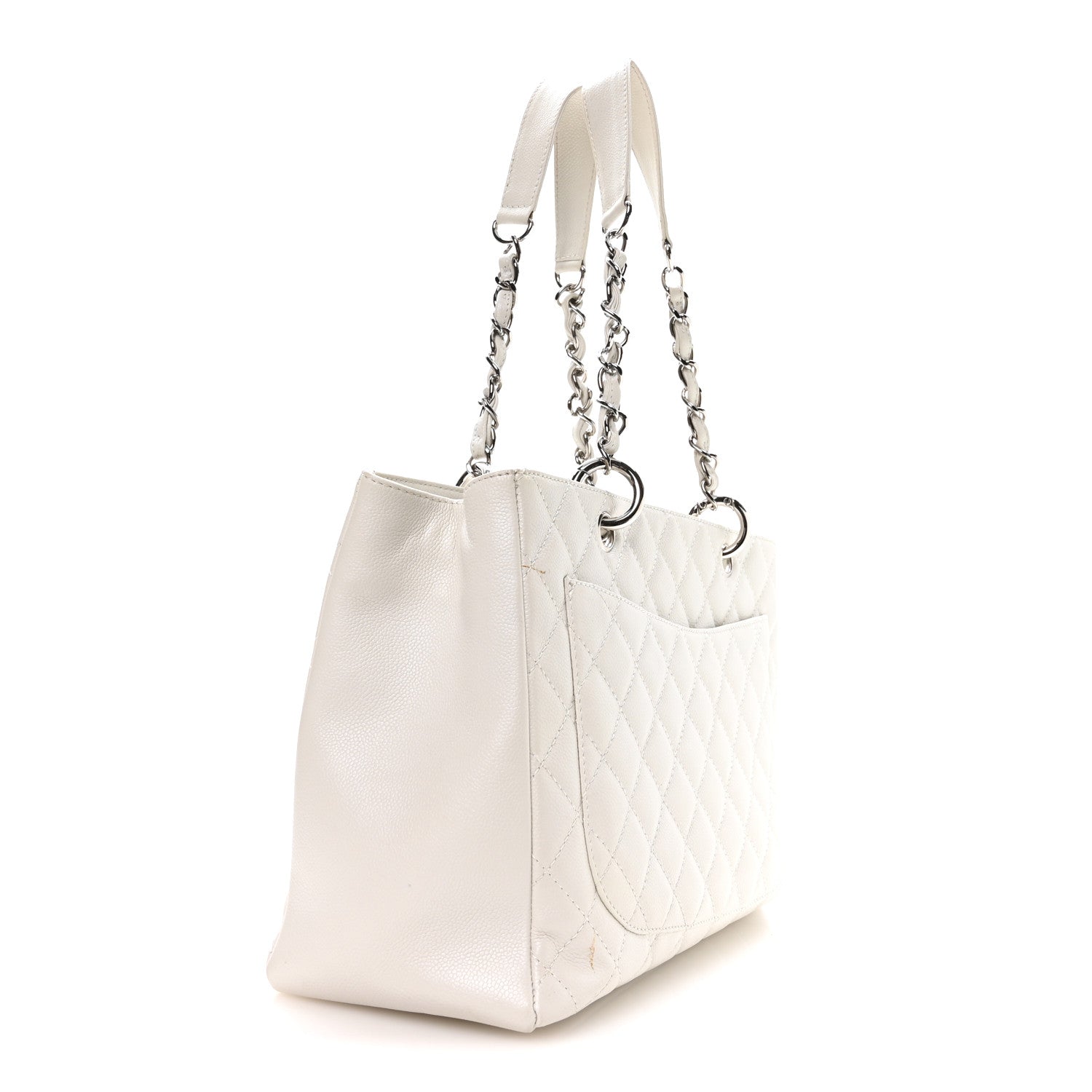 Chanel Caviar Quilted Grand Shopping Tote GST White 3 of 11