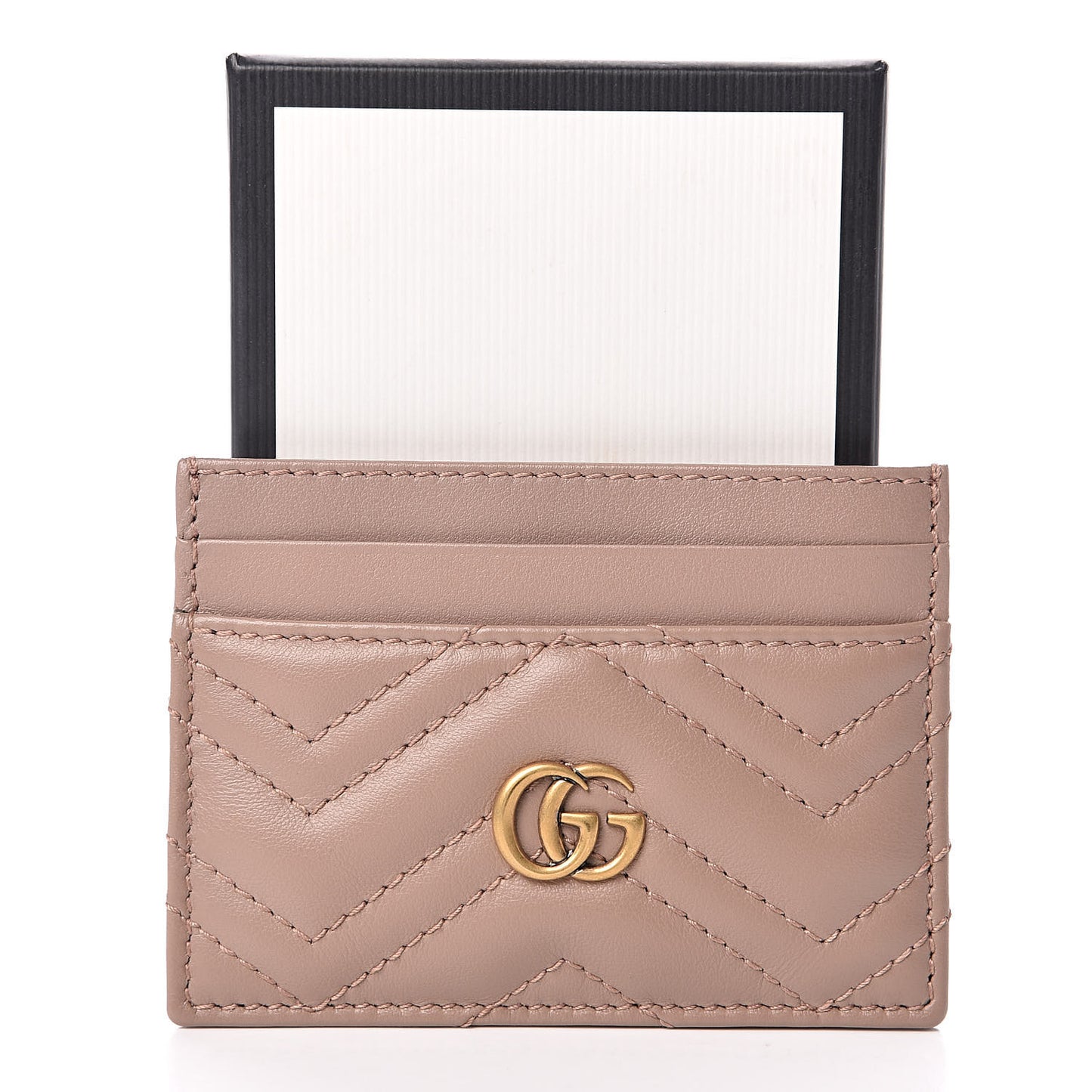 Calfskin Matelasse GG Marmont Card Holder Porcelain Rose