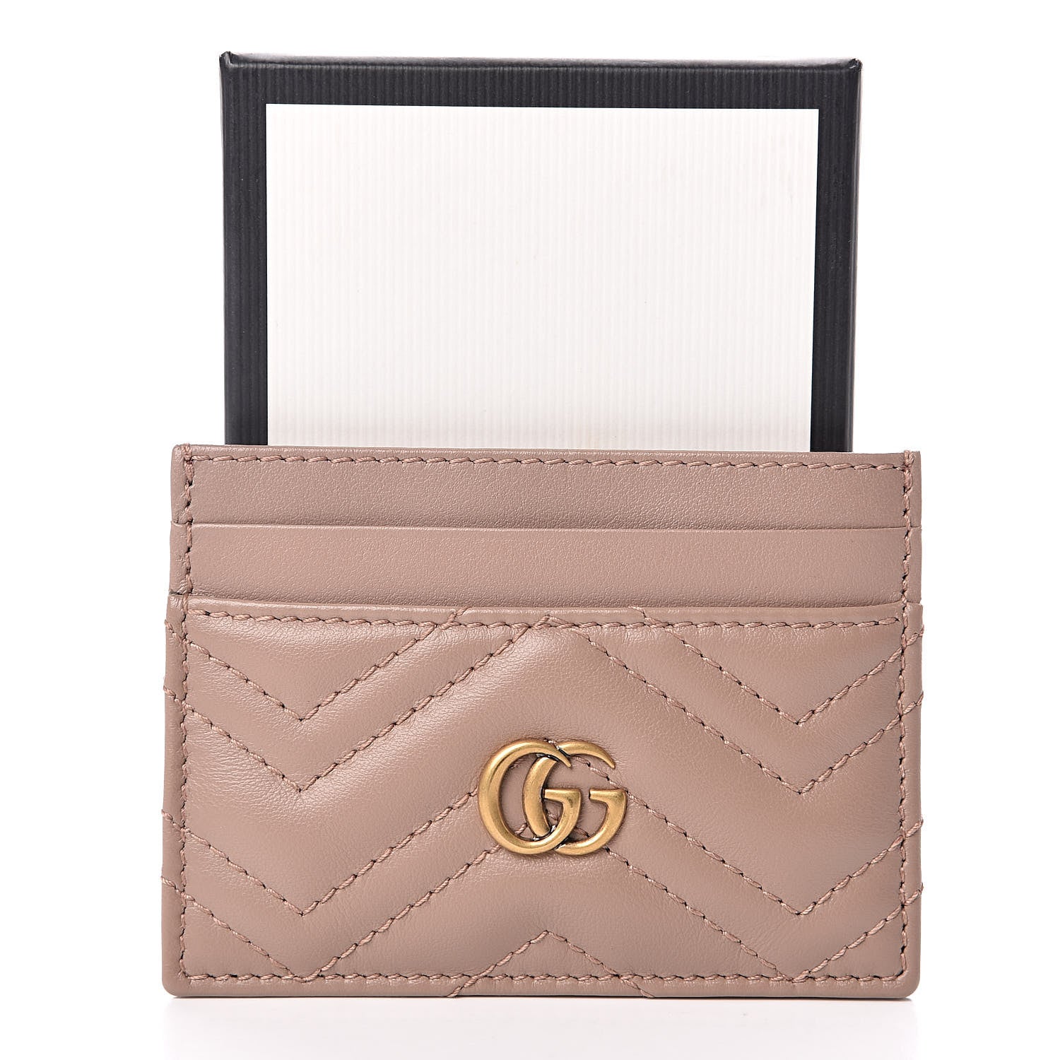 Gucci Calfskin Matelasse GG Marmont Card Holder Porcelain Rose 7 of 7