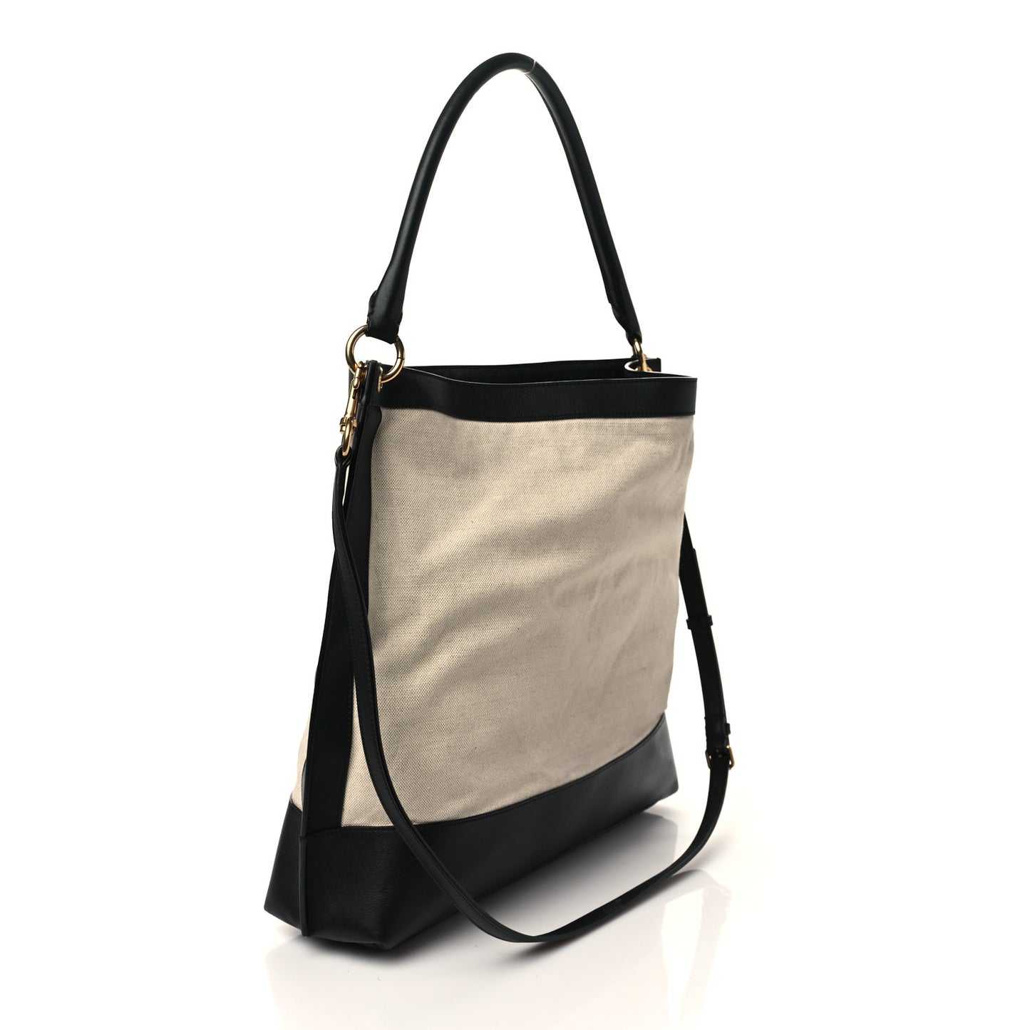 Canvas Calfskin Tag Hobo White Black