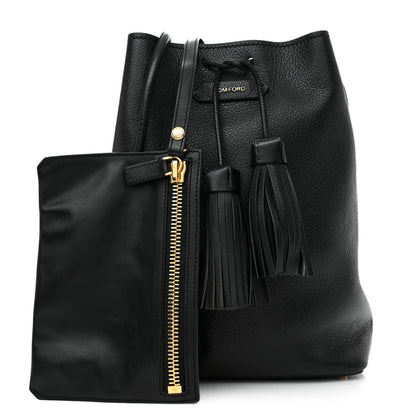 Tom Ford Calfskin Small Tassel Bucket Bag Black 1 of 17