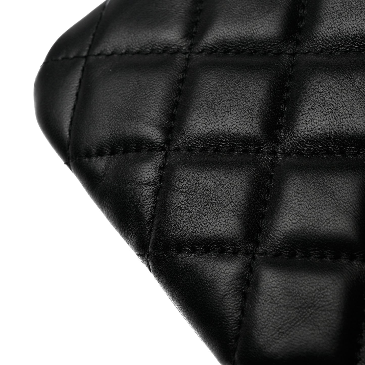 Lambskin Quilted Small Cosmetic Case Black