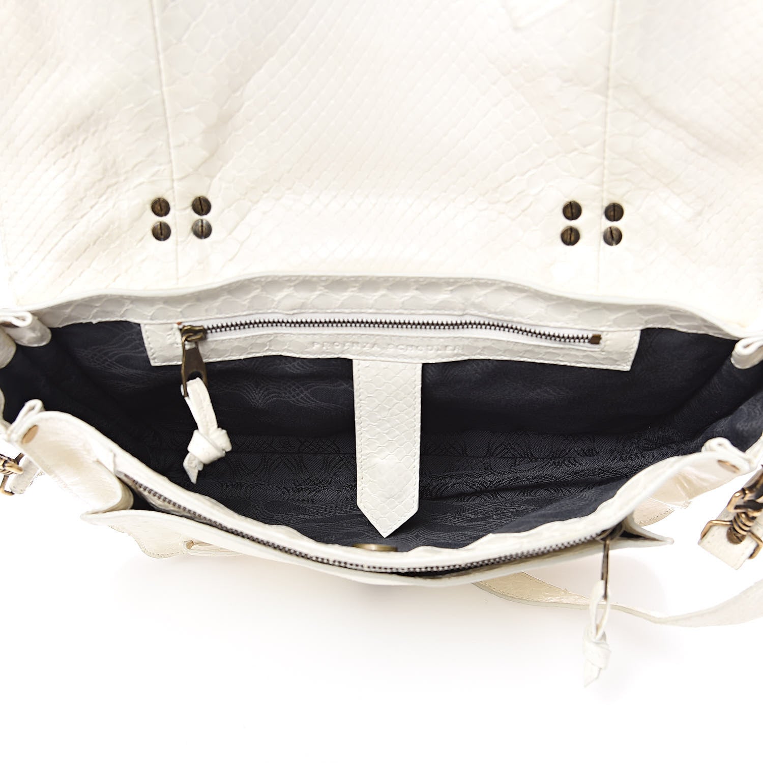 Proenza Schouler Snakeskin Calfskin Embossed Medium PS1 Satchel White 5 of 17