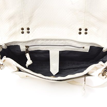 Proenza Schouler Snakeskin Calfskin Embossed Medium PS1 Satchel White 5 of 17