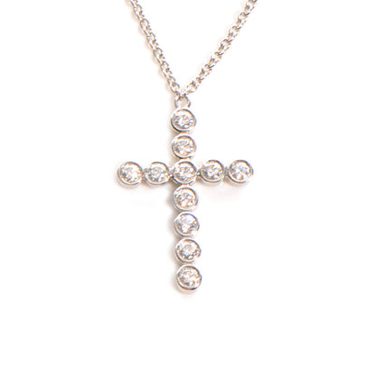 Tiffany Platinum Diamond Bezel Set Cross Pendant Necklace 3 of 6