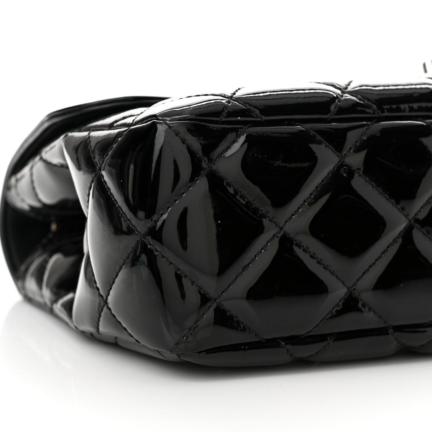 Patent Quilted Large Coco Shine Flap Black