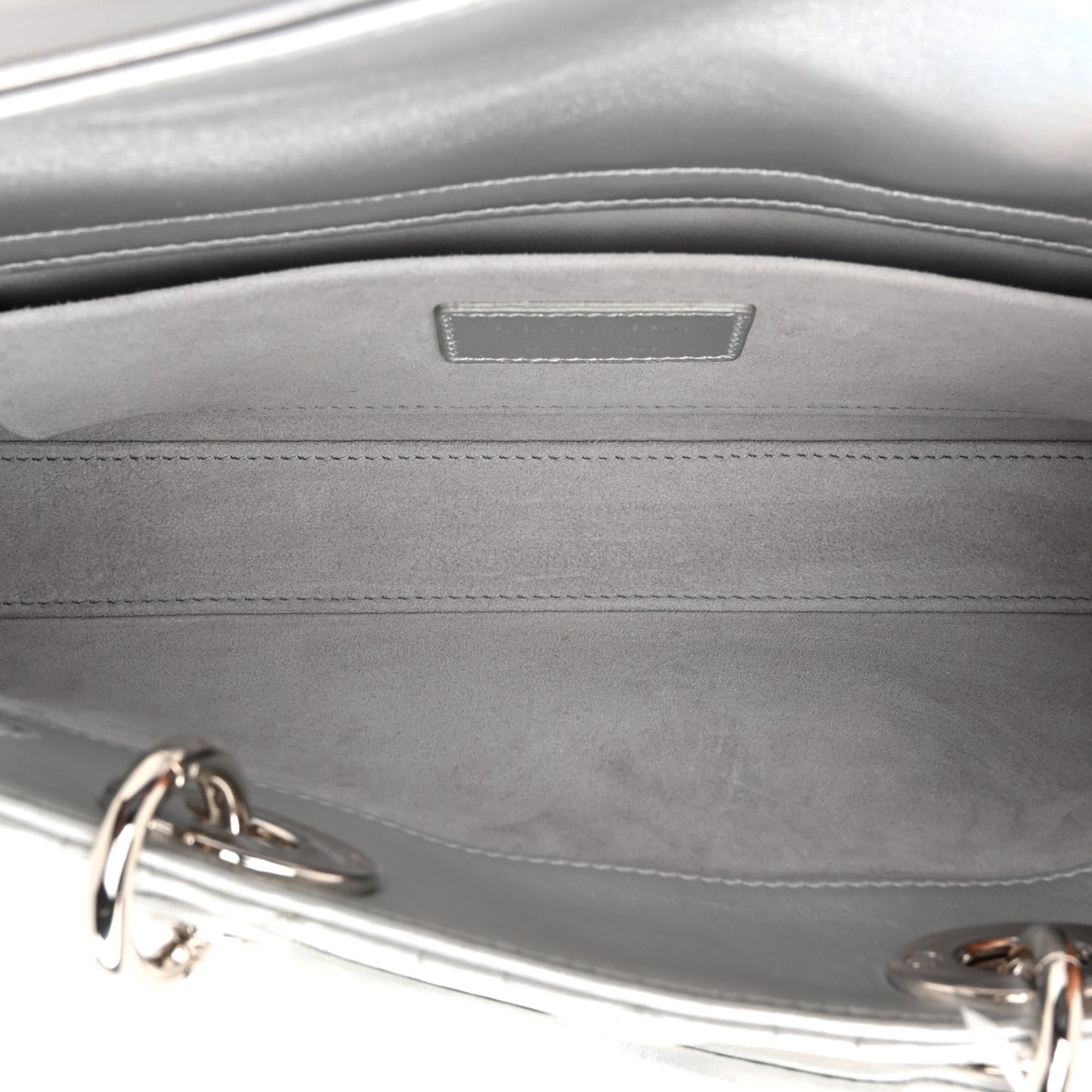 Metallic Lambskin Cannage Medium Lady D-Joy Silver