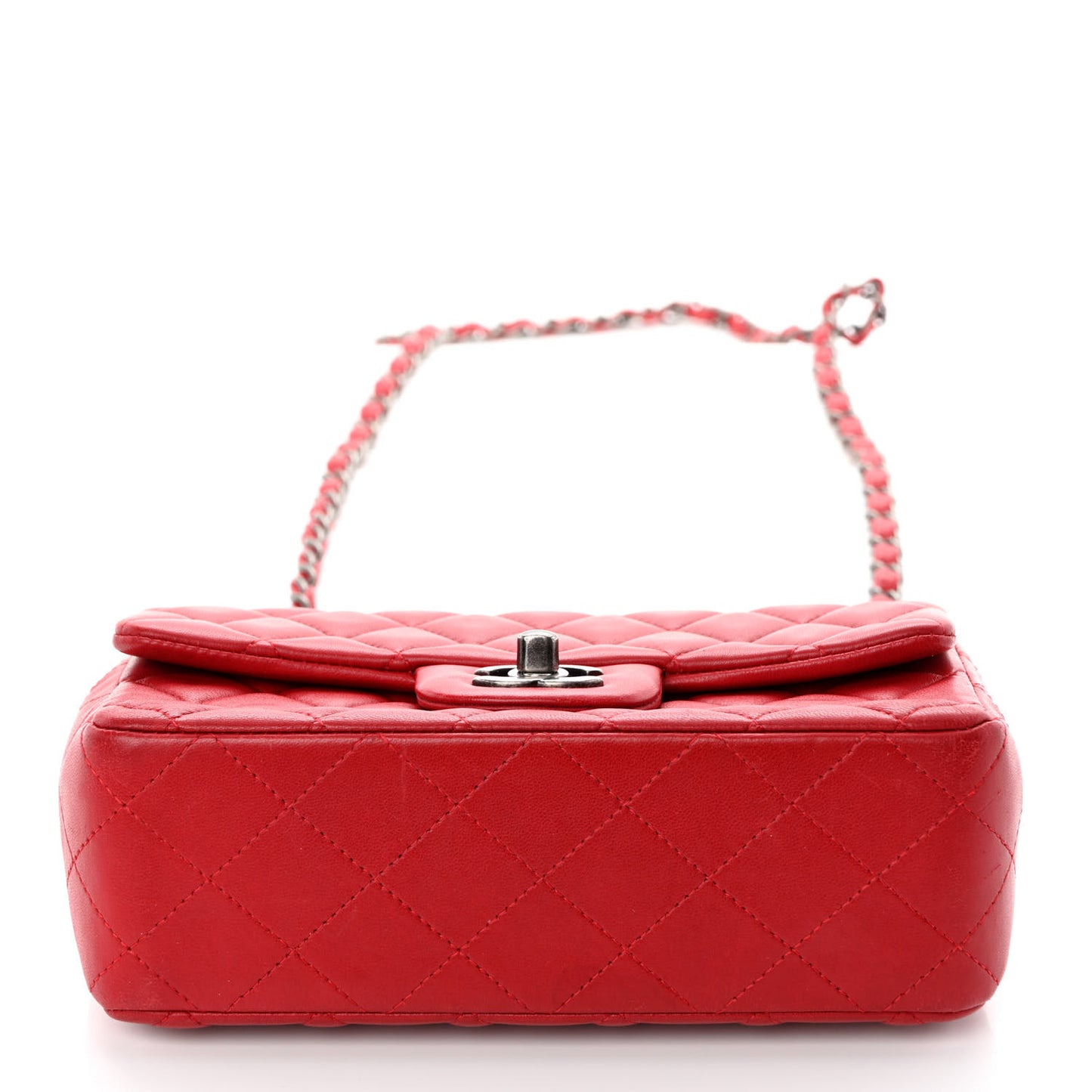 Lambskin Quilted Mini Rectangular Flap Red