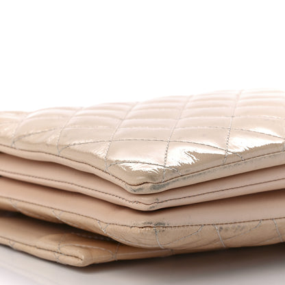 Chanel Patent Goatskin Quilted 3 Pocket Accordion Flap Beige 11 of 13