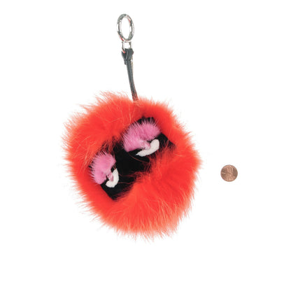 Fendi Fox Mink Rabbit Fur Saksy Monster Bag Bug Charm Tangerine 2 of 4