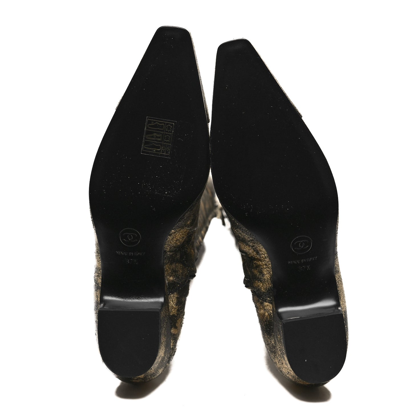 Metallic Lambskin Over the Knee Boots 37.5 Gold Black