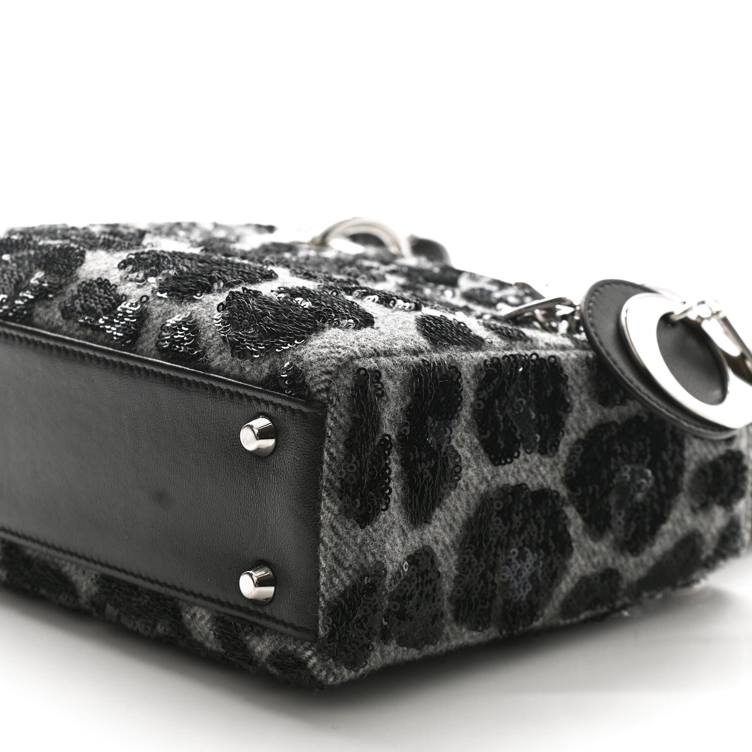 Christian Dior Wool Sequin Leopard Mini Lady Dior Grey Black 9 of 14