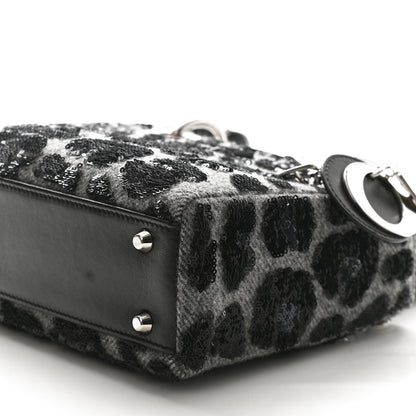 Christian Dior Wool Sequin Leopard Mini Lady Dior Grey Black 9 of 14