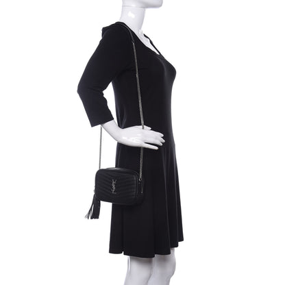 Saint Laurent Grain De Poudre Matelasse Monogram Mini Lou Camera Bag Black 2 of 11