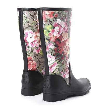 Gucci GG Supreme Monogram Blooms Flat Rubber Boots 39 Beige Multicolor 4 of 8
