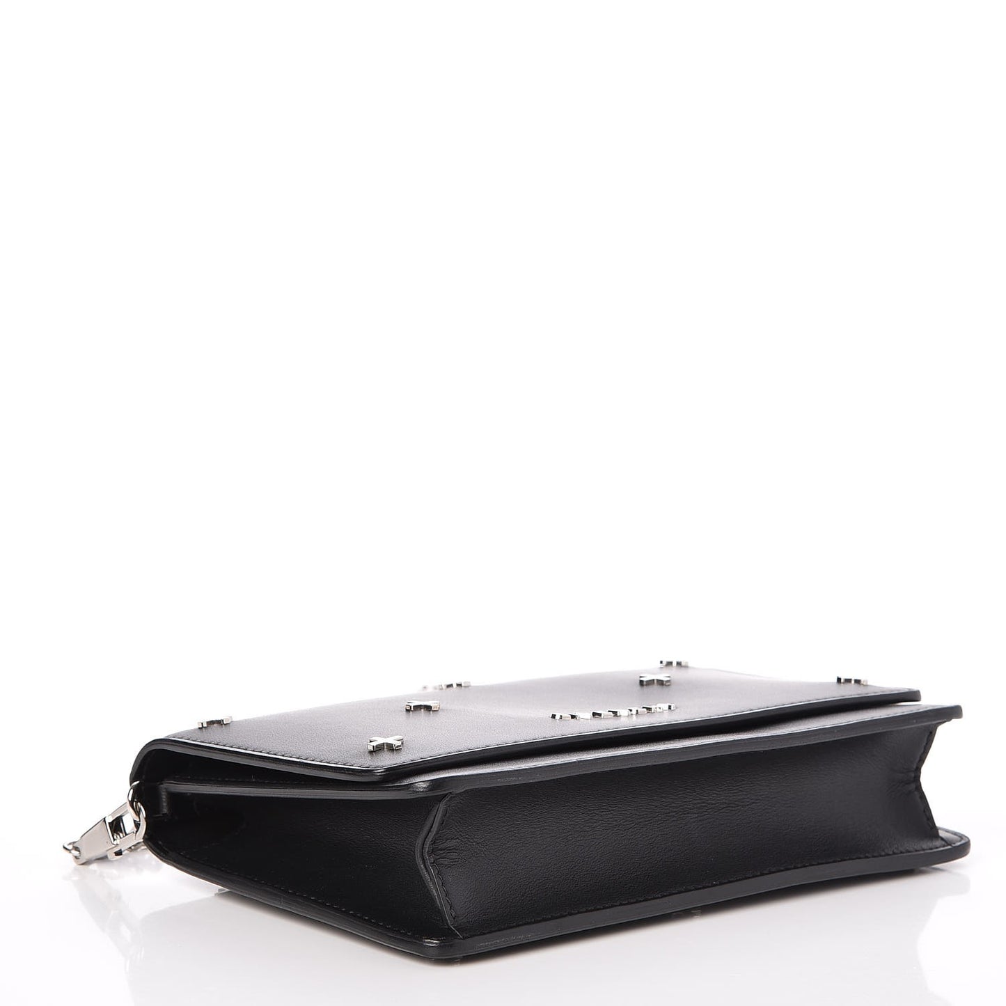 Calfskin Cross Embellished Pandora Chain Wallet Black