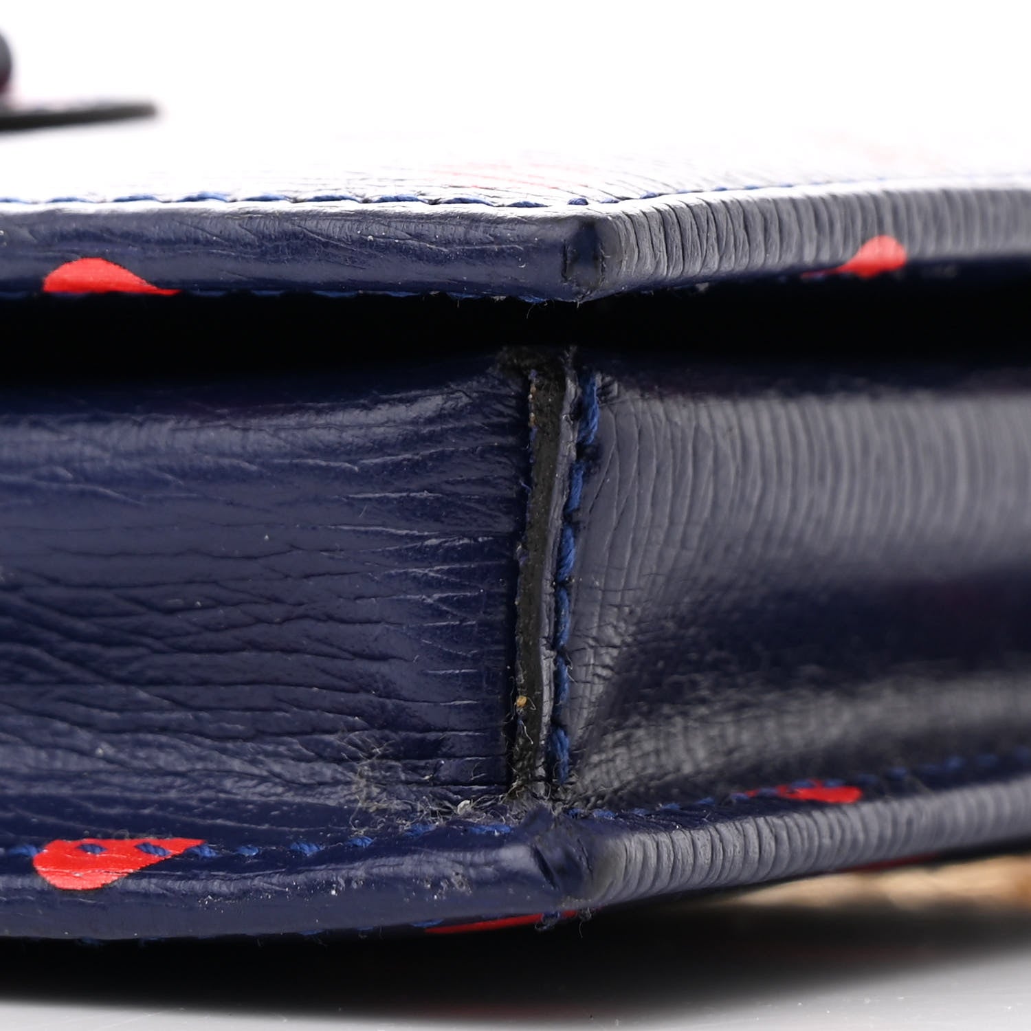 Gucci Shangai Calfskin Polka Dot Horsebit 1955 Wallet On Chain Blue Orange Sailor Blue 9 of 10