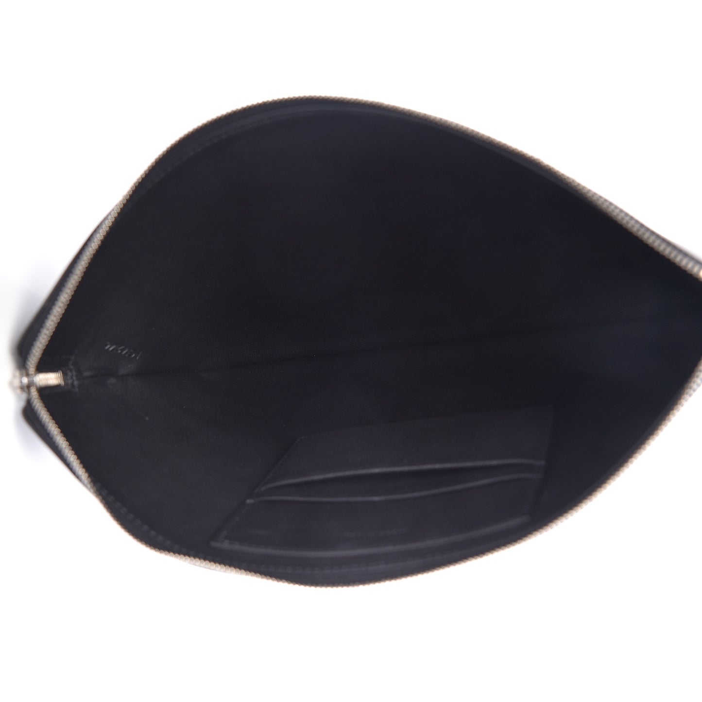 Laminated Lambskin Bi-Color Solo Clutch Pouch Black Silver