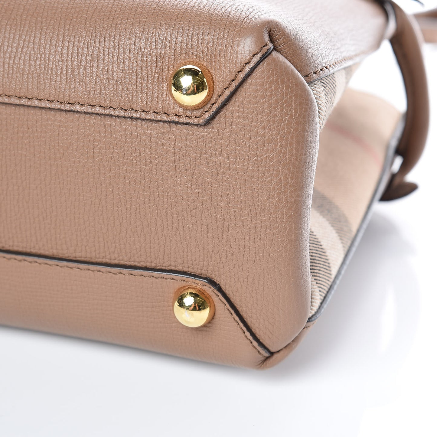 Grainy Calfskin House Check Small Banner Tote Tan