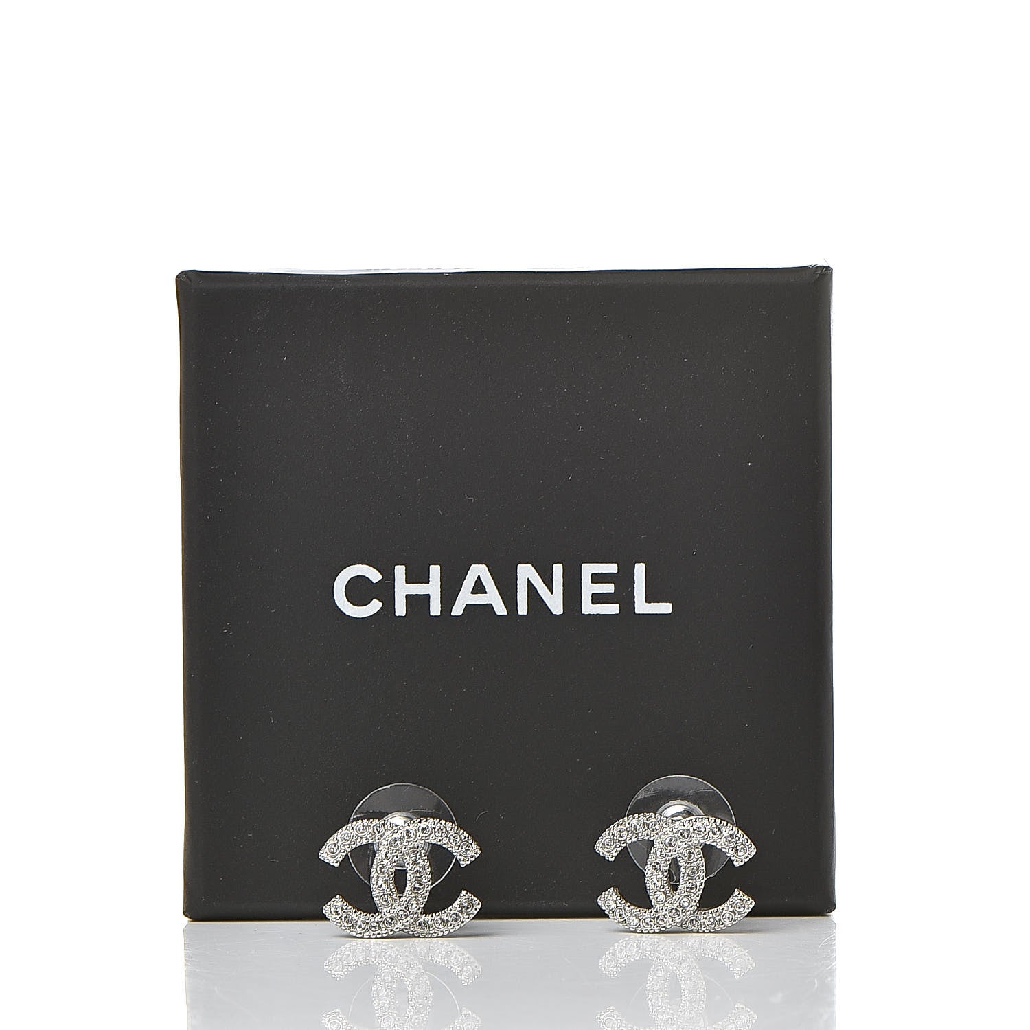 Chanel Crystal CC Earrings Silver 5 of 5