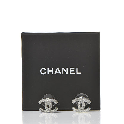 Chanel Crystal CC Earrings Silver 5 of 5
