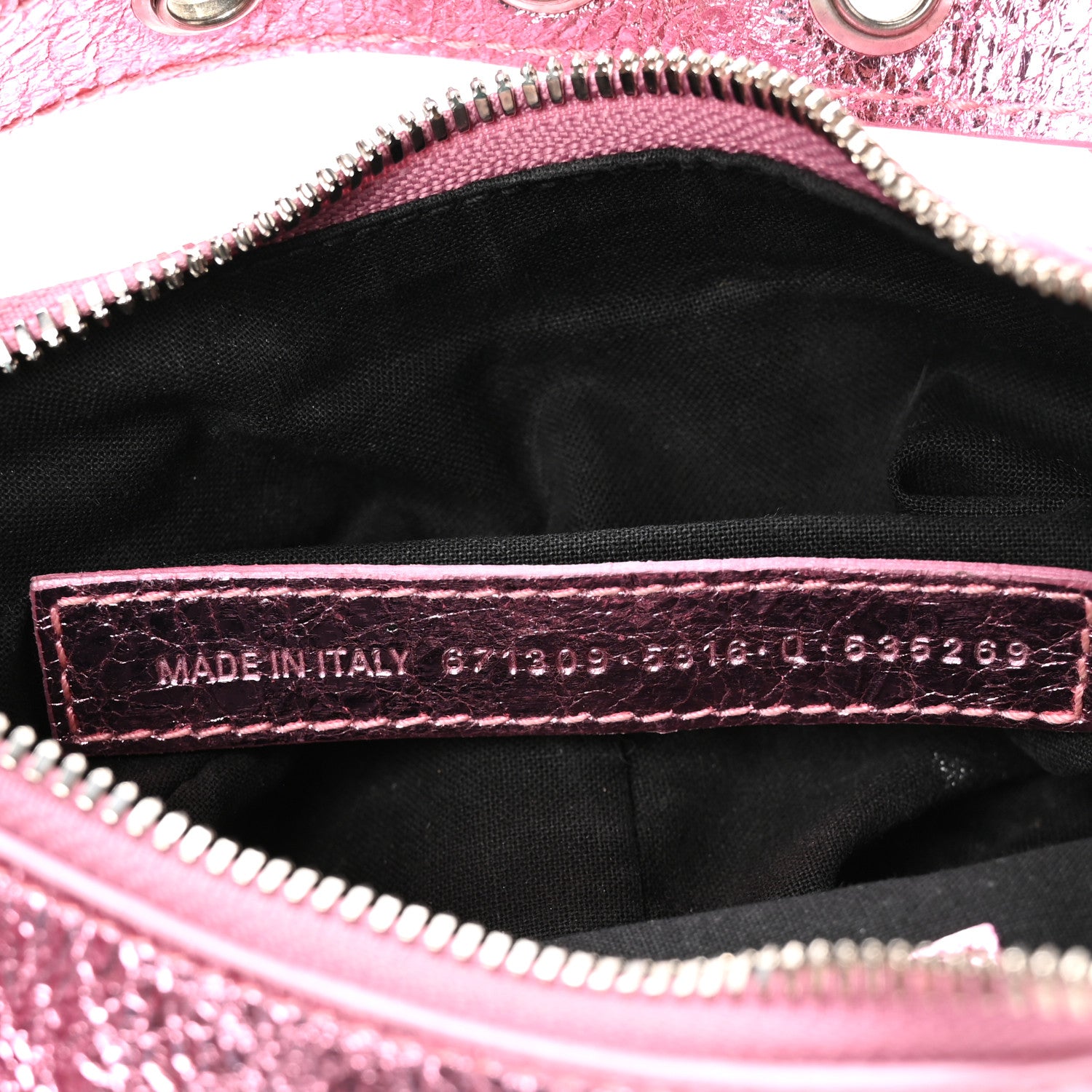 Balenciaga Metallic Agneau Arena Crystal Le Cagole Shoulder Bag XS Met Pink 8 of 11