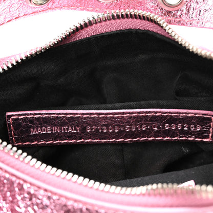 Balenciaga Metallic Agneau Arena Crystal Le Cagole Shoulder Bag XS Met Pink 8 of 11