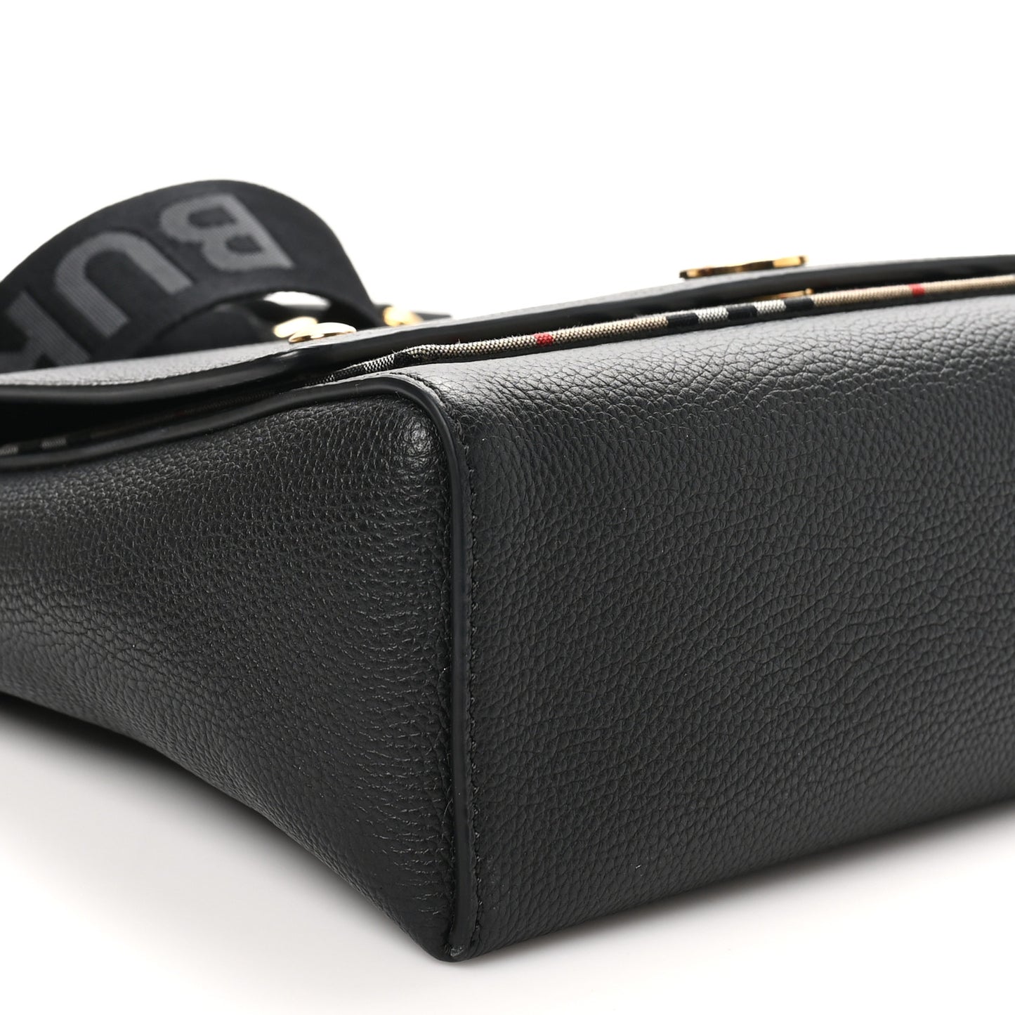 Grainy Calfskin Vintage Check Note Crossbody Bag Black