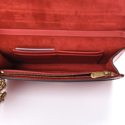 Christian Dior Calfskin Embossed Stars Wallet on Chain Rouge Gold 4 of 11