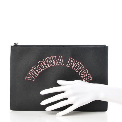 Givenchy Textured Coated Canvas Gothic Medium Cosmetic Pouch Black 2 of 9