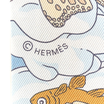 Hermes Silk Sur Mon Nuage Twilly Creme Bleu Ciel Orange 4 of 4