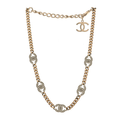 Chanel Crystal Chain CC Link Choker Gold Silver 3 of 5