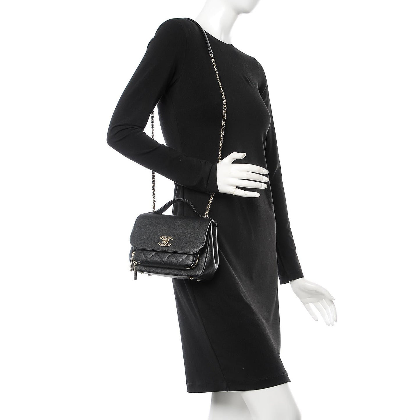 Caviar Quilted Mini Business Affinity Flap Black