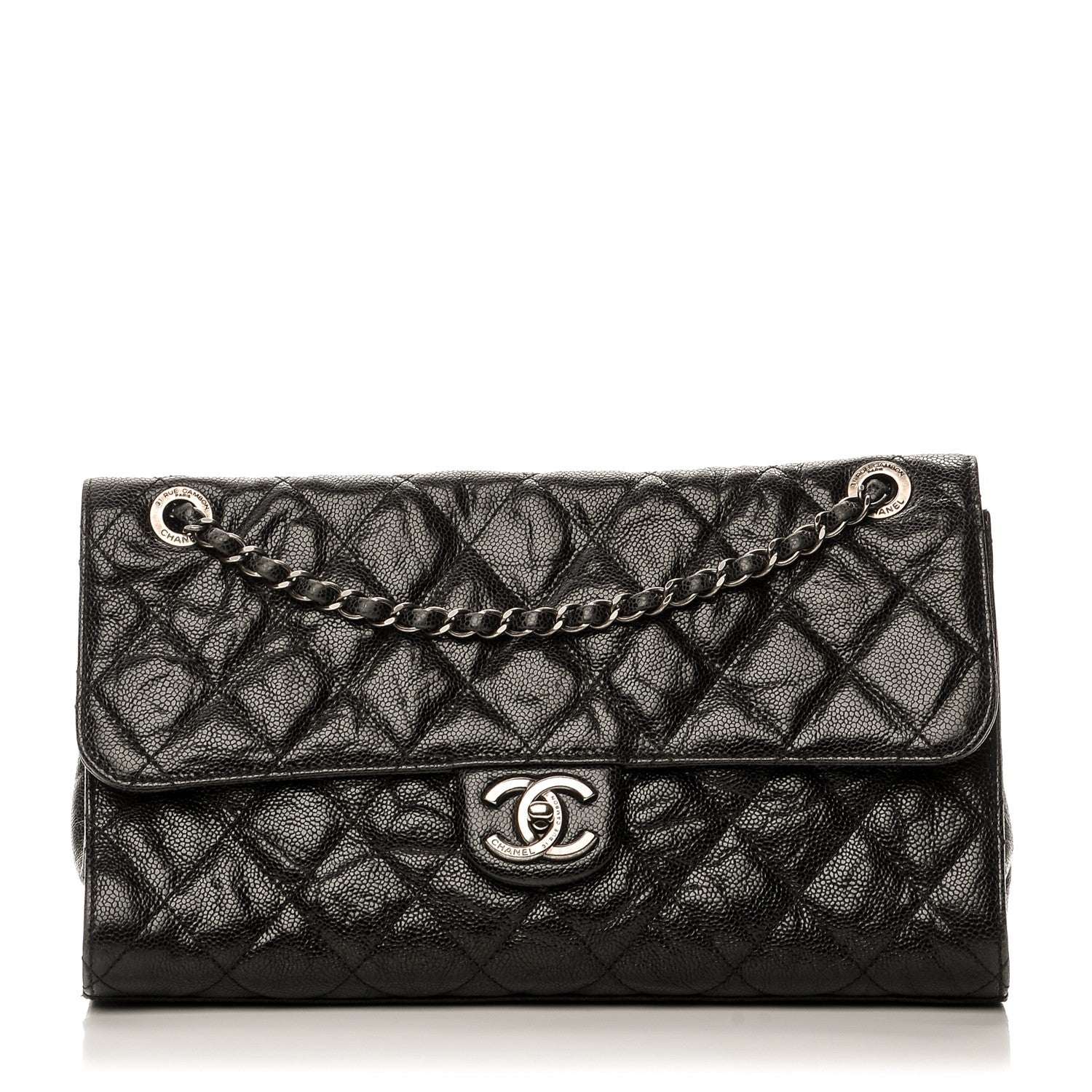 Chanel Crumpled Grained Calfskin Jumbo CC Crave Flap Black 1 of 8