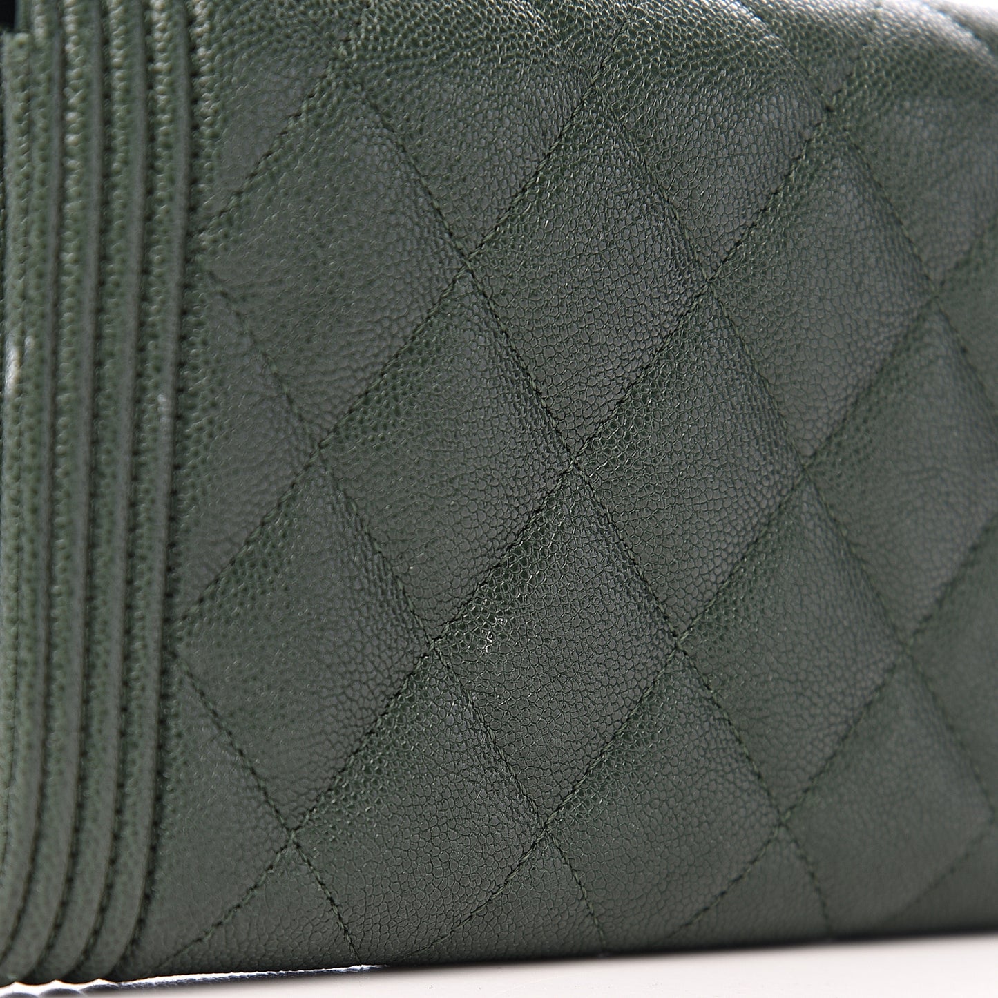 Caviar Quilted Large Boy Gusset Flap Wallet Green
