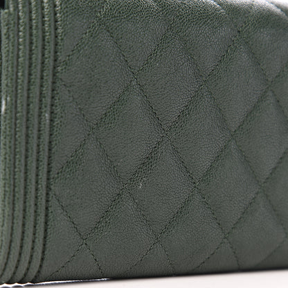 Chanel Caviar Quilted Large Boy Gusset Flap Wallet Green 11 of 11