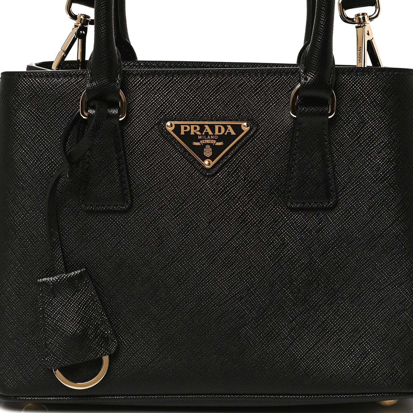 Saffiano Lux Micro Galleria Shoulder Bag Black