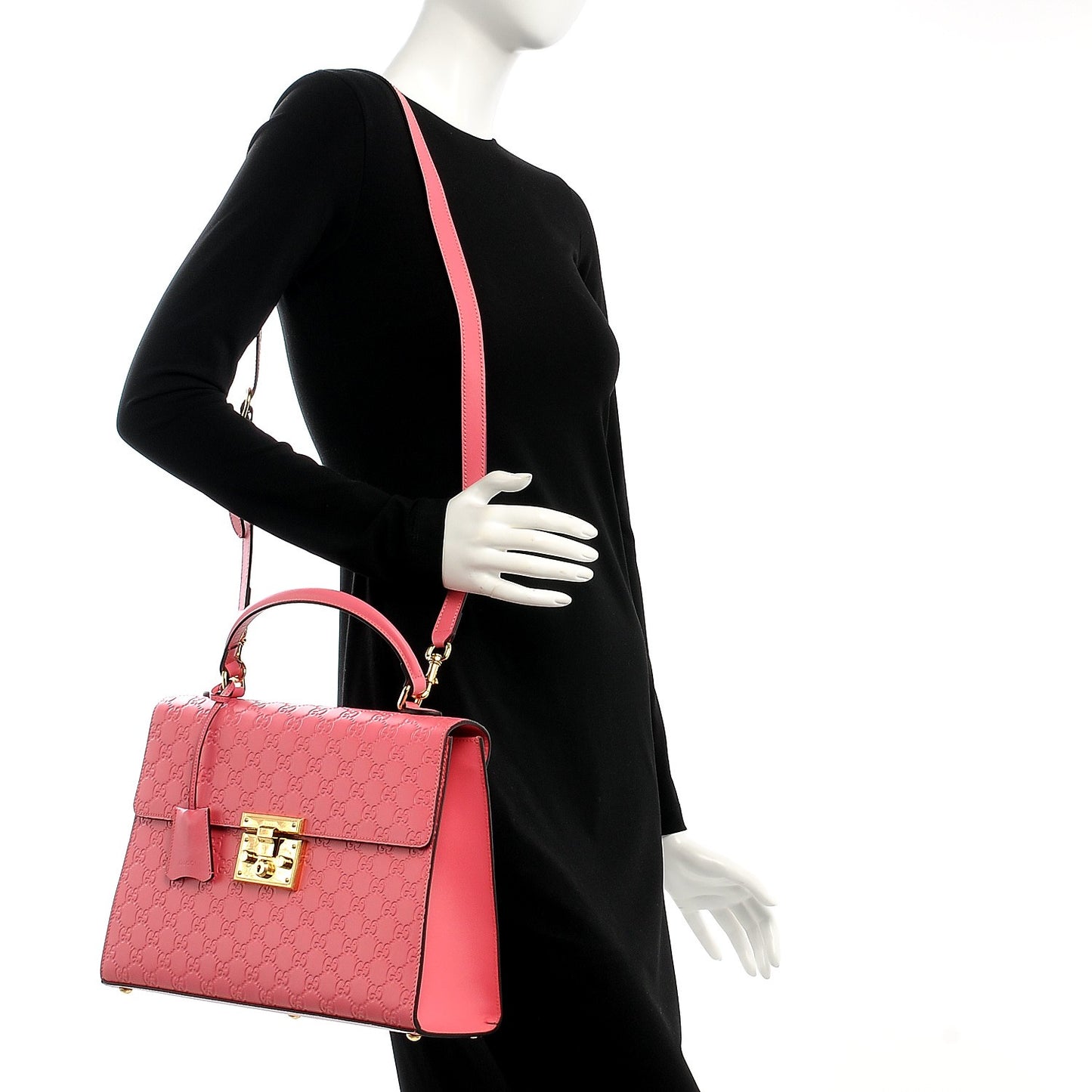 Guccissima Signature Medium Padlock Top Handle Bag Flush