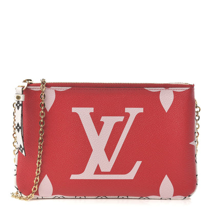 Louis Vuitton Monogram Giant Double Zip Pochette Rouge 1 of 9