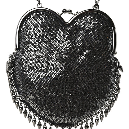 Saint Laurent Satin Mesh Studded Mini Heart Bag Dark Rutenio 8 of 10