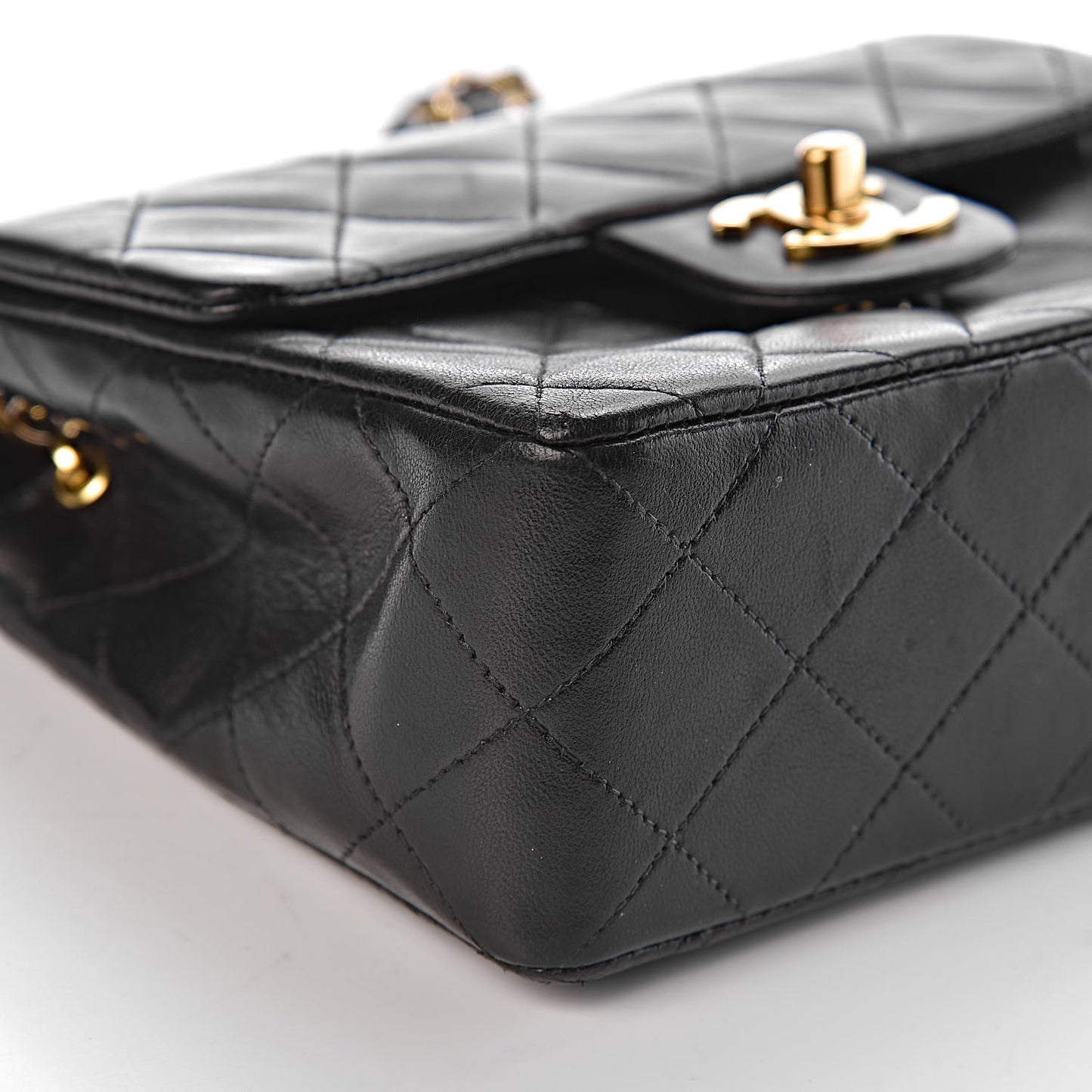 Lambskin Quilted Mini Square Flap Black