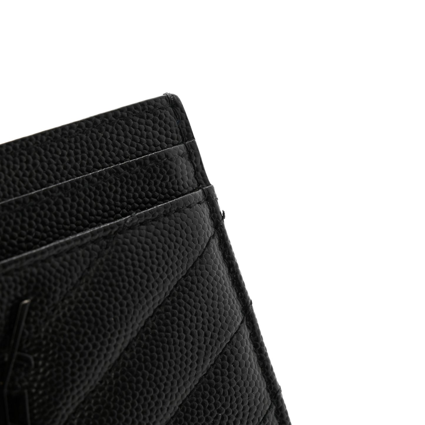 Grain De Poudre Matelasse Chevron Monochrome Monogram Credit Card Case Black