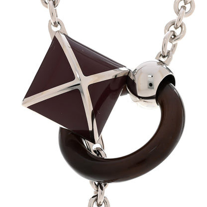 Hermes Palladium Buffalo Horn Medor XO Necklace  Black 4 of 7